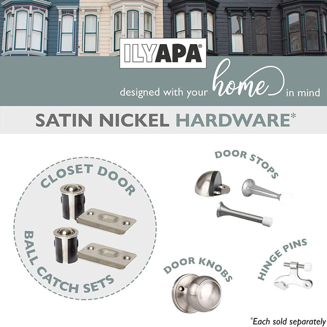 Ball Catch Door Hardware for Closet, Satin Nickel 2 Pack