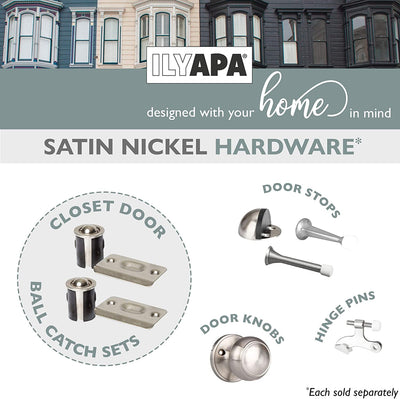Closet Door Ball Catch Hardware, 4 Pack - Satin Nickel Drive-in Ball Catch with Strike Plate