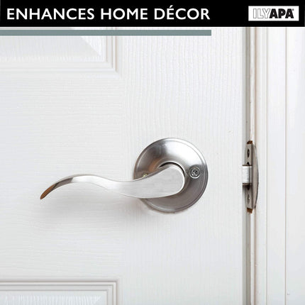 Interior Passage Lever - Keyless Hall and Closet Locksets, Reversible - Hall and Closet - Satin Nickel Finish - (6 Pack)