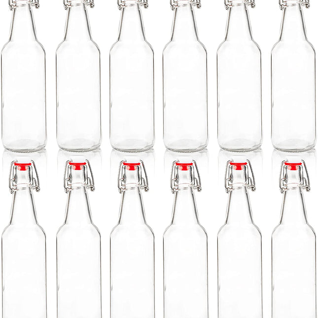 Ilyapa Ilyapa 12oz Clear Glass Beer Bottles for Home Brewing - 12 Pack with Flip Caps for Beer Bottling