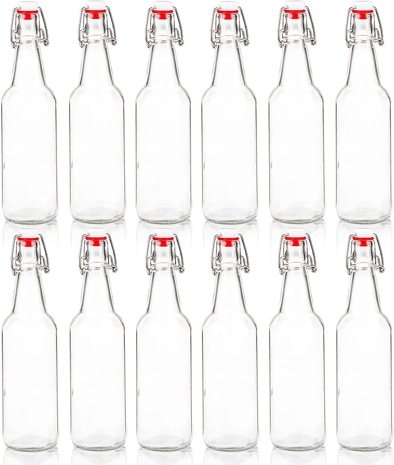 Ilyapa Ilyapa 12oz Clear Glass Beer Bottles for Home Brewing - 12 Pack with Flip Caps for Beer Bottling