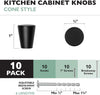 Ilyapa Flat Black Kitchen Cabinet Knobs - Circular Cone Drawer Handles - 10 Pack of Kitchen Cabinet Hardware