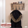 Wall Mounted Coat Rack with Shelf - 16 Inch Rustic Wooden 4 Hook Coat Hanger Rail, Barnwood, Black Metal Hooks