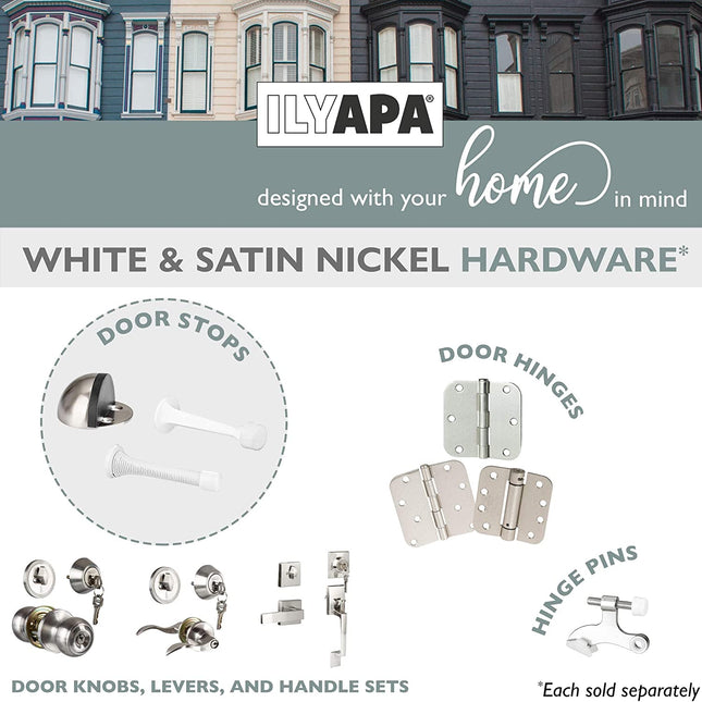 10 Pack of Spring Door Stops White - 3 1/4 Inch Heavy Duty Door Stop - Traditional Spring Door Stop with Rubber Bumper