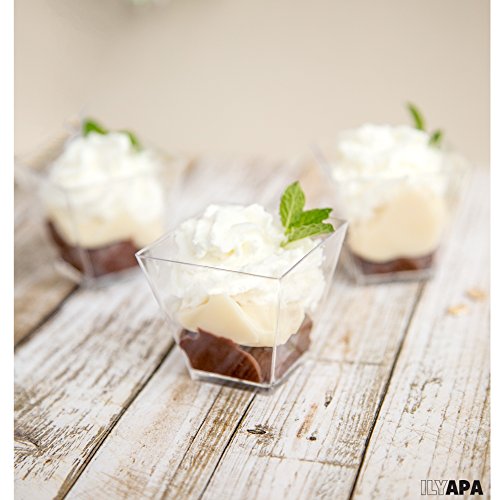 50 Mini Plastic Dessert Cups with Spoons - 2 oz Dessert Shooters