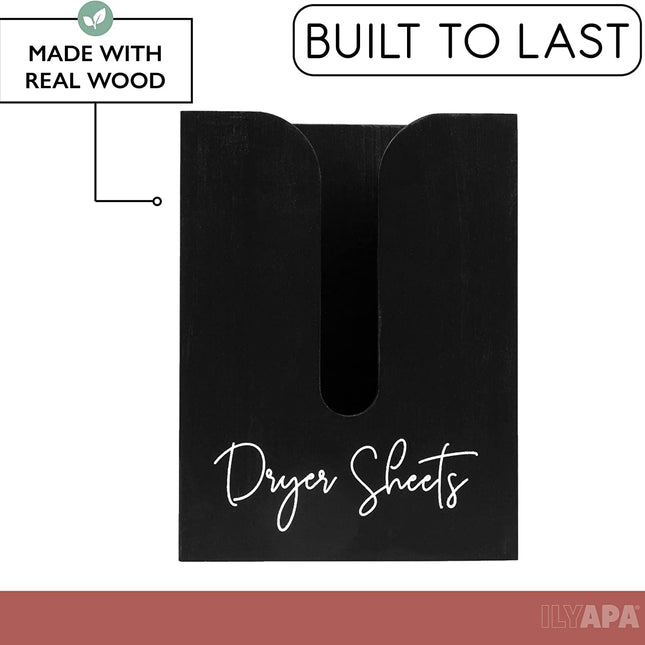 Ilyapa Tall Dryer Sheet Dispenser, Black Magnetic Dryer Sheet Storage for Laundry