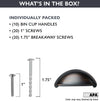 Oil Rubbed Bronze Kitchen Cabinet Pulls - 3 Inch Hole Center Bin Cup Drawer Handles - 10 Pack of Kitchen Cabinet Hardware