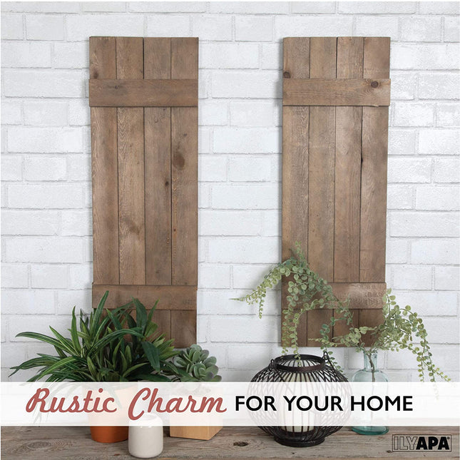 Ilyapa Wood Shutters Wall Decor - Farmhouse Style Barn Door Shutters for Interior or Exterior Wall Art
