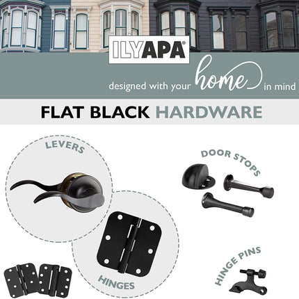 18 Pack of Door Hinges Black - 3 ¬¨Œ© x 3 ¬¨Œ© Inch Square Interior Hinges for Doors