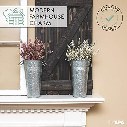 Galvanized Metal Vase 3 Pack - 9" Tall Bucket Planter Pots for Decor