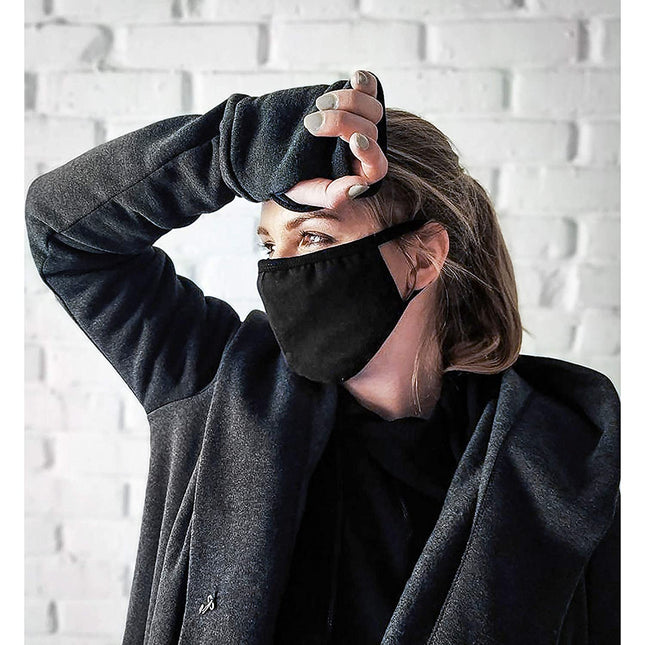 Black Fashion Face Mask, Unisex Anti Dust Fabric Face Masks, Reusable Washable Masks - Pack of 5