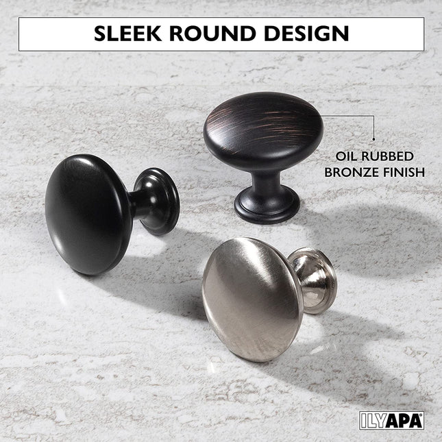 Ilyapa Oil Rubbed Bronze Kitchen Cabinet Knobs - 5 Pack of Round Drawer Handles