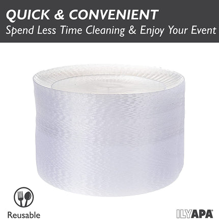 Ilyapa 100 Fancy Clear Plastic Plates, 7 Inch - Premuim Disposable Plastics for Party or Wedding