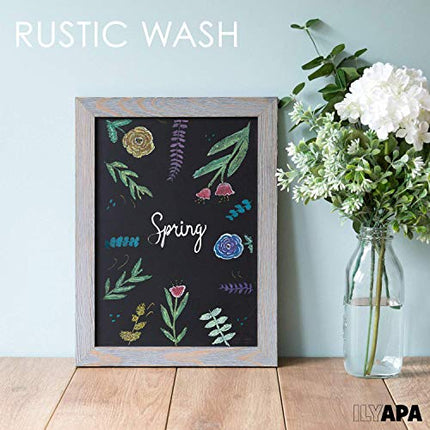 Rustic Wooden Magnetic Kitchen Chalkboard Sign - 12x16 Inch Graywash Framed Hanging Chalk Board for Farmhouse Decor, Wedding, Restaurant & Home