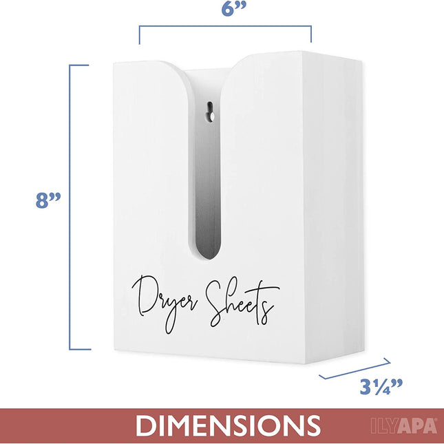 Ilyapa Tall Dryer Sheet Dispenser, White Magnetic Dryer Sheet Storage for Laundry