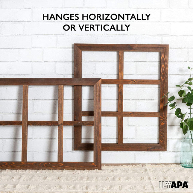 Ilyapa Window Frame Wall Decor 2 Pack - 18x22" Rustic Espresso Wood