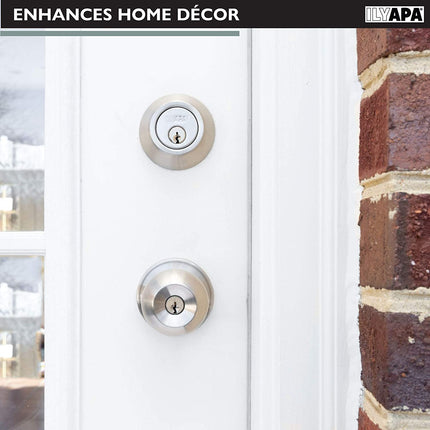 Ilyapa Entry Knob with Deadbolt Set - Ball, Satin Nickle 3 Pack