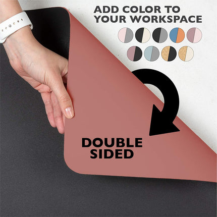 Office Desk Mat, Double Sided Black & Mauve - Large 47 x 23 Inch Leather Style Computer Pad for Desk