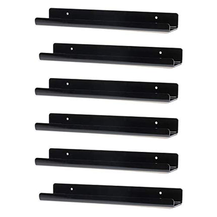 Vinyl Record Display Wall Mount, 6 Pack - Black Acrylic Record Holder Shelf