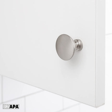 Ilyapa Satin Nickel Kitchen Cabinet Knobs - Round Drawer Handles - 10 Pack of Kitchen Cabinet Hardware