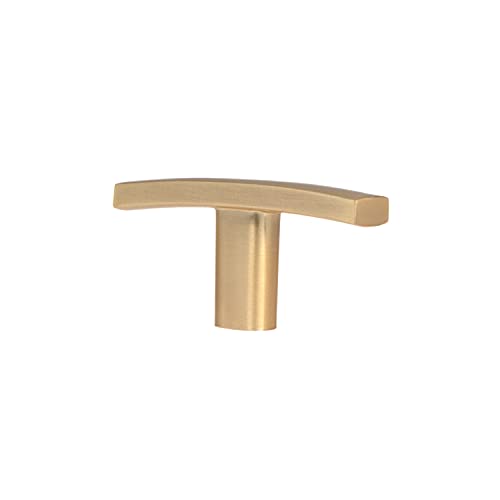 Ilyapa Brushed Gold Kitchen Cabinet Knobs, 25 Pack - Curved T-Knob Drawer Pull Handle Hardware