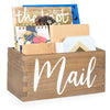 Ilyapa Barnwood Mail Holder for Countertop - Wood Mail Storage Basket for Entryway Table Decor