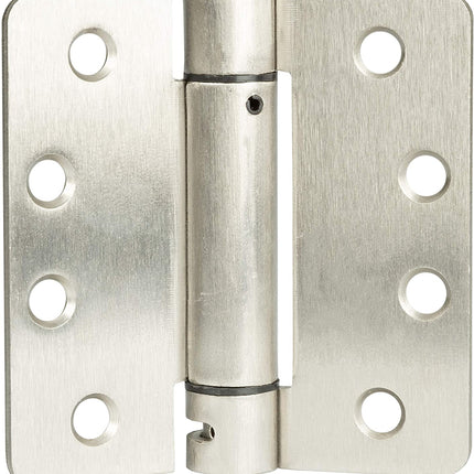2 Pack of Self Closing Door Hinges Satin Nickel - 4 x 4 Inch Interior Hinges for Doors with 1/4" Radius