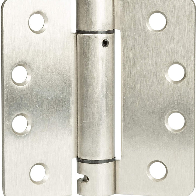 2 Pack of Self Closing Door Hinges Satin Nickel - 4 x 4 Inch Interior Hinges for Doors with 1/4" Radius