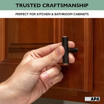 Oil Rubbed Bronze Kitchen Cabinet Knobs, 10 Pack - T-Knob Drawer Pull Handle Hardware