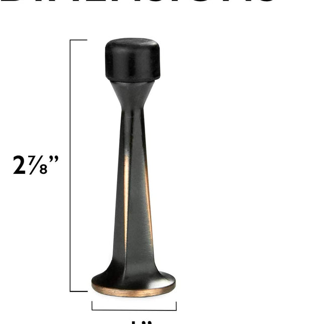 10 Pack of Door Stops Oil Rubbed Bronze - 3 1/4 Inch Heavy Duty Door Stop with Rubber Bumper