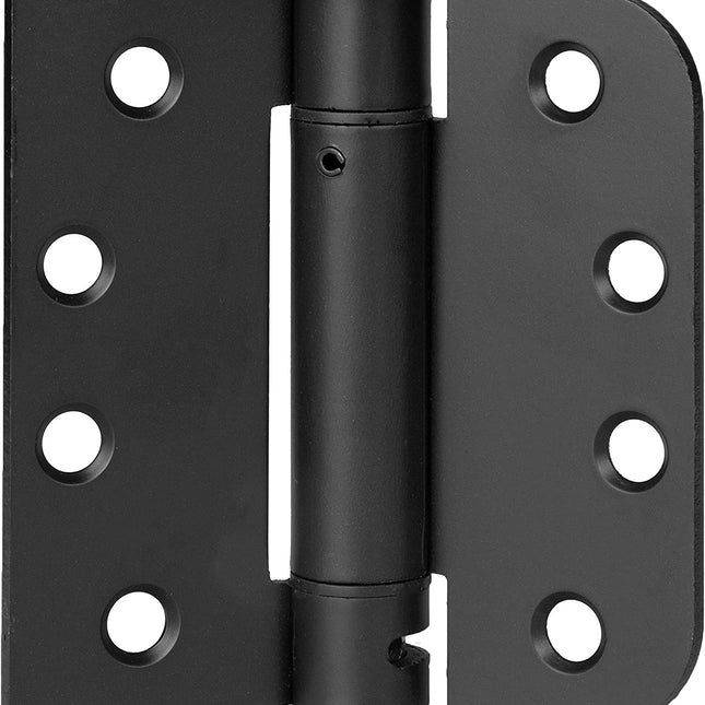 2 Pack of Self Closing Door Hinges Black - 4 x 4 Inch Interior Hinges for Doors with Square Corners 5/8" Radius