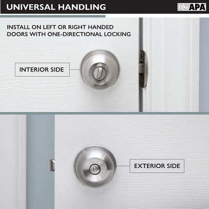 Ilyapa Privacy Door Knob for Bed/Bath - Ball, Satin Nickel Interior Keyless Turn Thumb Locking Round Door Handle, Satin Nickel, 6 Pack