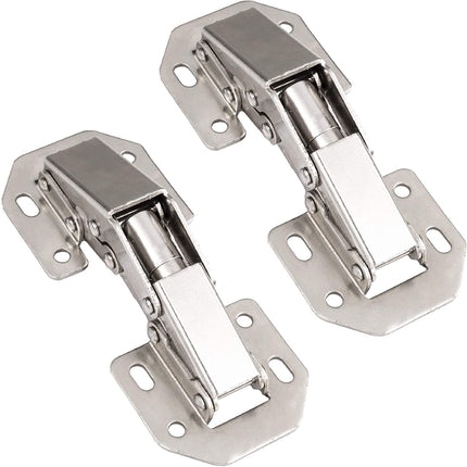 Self Closing Cabinet Hinges Satin Nickel, 2 Pack - Surface Mount Hidden Spring Kitchen Cabinet Door Hinge Hardware