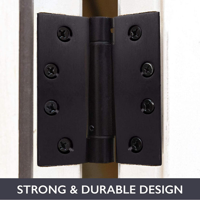 2 Pack of Self Closing Door Hinges Oil Rubbed Bronze - 4 x 4 Inch Square Interior Hinges for Doors