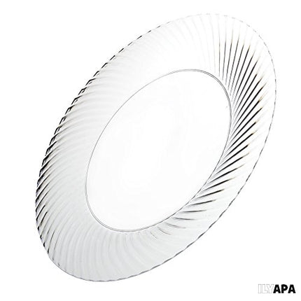 100 Premium Disposable Clear Plastic Plates for Dinner Party or Wedding - 6 Inch Fancy