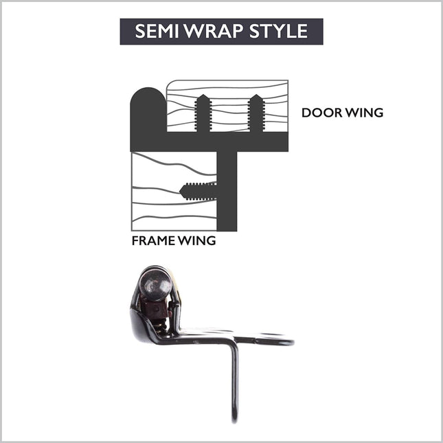 Self Closing Cabinet Hinges Black, 50 Pack - 1/2 Inch Overlay 3/4 Inch Frame Semi Wrap Kitchen Cabinet Door Hinge Hardware