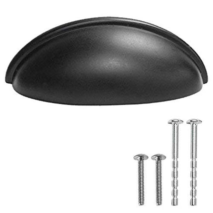 Black Kitchen Cabinet Pulls - 3 Inch Hole Center Bin Cup Drawer Handles - 10 Pack of Kitchen Cabinet Hardware