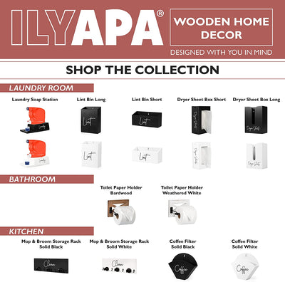 Ilyapa Wooden Magnetic Lint Bin for Laundry Room Organization and Cleanliness - White Lint Garbage Can