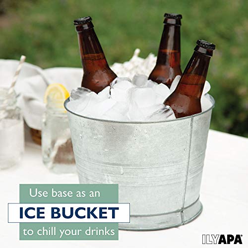 Outdoor Glass Beverage Dispenser with Infuser, Ice Bucket Stand, Stainless Steel Spigot & Hanging Chalkboard - 1.5 Gallon Outdoor Drink Dispenser for Lemonade, Tea, Cold Water & More