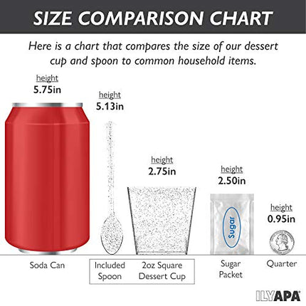 100 Mini Plastic Dessert Cups with Spoons - 2 oz Silver Glitter Dessert Shooters