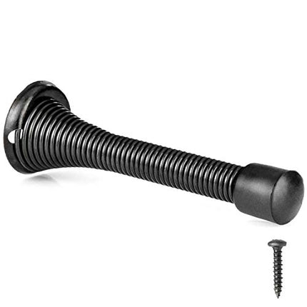 10 Pack of Spring Door Stops Black - 3 1/4 Inch Heavy Duty Door Stop - Traditional Spring Door Stop with Rubber Bumper