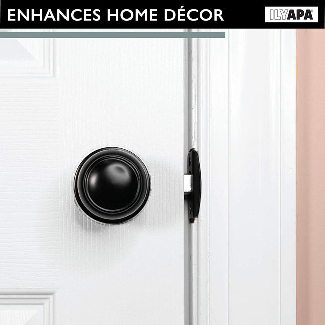 Interior Passage Door Knob - Keyless Hall and Closet Lockset - Matte Black Finish