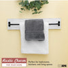 Ilyapa Wall Towel Rack for Bathroom - Rustic White Weathered Wood & Black Metal Bar