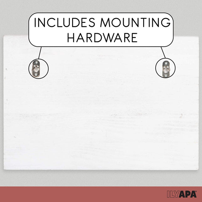 Wood Key and Mail Holder with Shelf - Rustic White Wooden Wall Mount Mail Organizer & Key Rack, Decorative