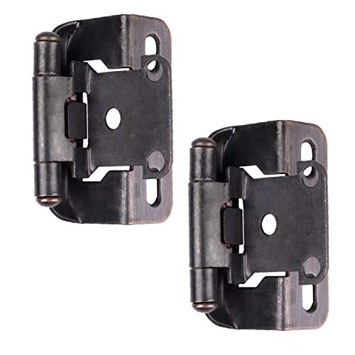 Self Closing Cabinet Hinges Oil Rubbed Bronze, 50 Pack - 1/2 Inch Overlay 3/4 Inch Frame Semi Wrap Kitchen Cabinet Door Hinge Hardware