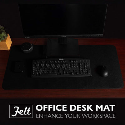 Felt Desk Pad, Black Heather - 36 x 17 Inch Office Computer Mat for Desk