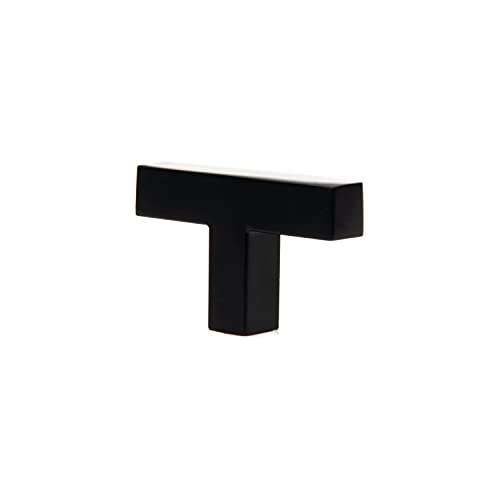 Black Kitchen Cabinet Knobs, 25 Pack - Modern Square T-Knob Drawer Pull Handle Hardware