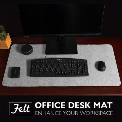 Felt Desk Pad, Gray Heather - 36 x 17 Inch Office Computer Mat for Desk