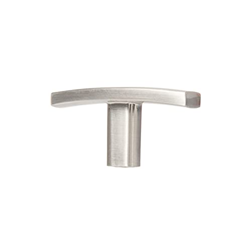Satin Nickel Kitchen Cabinet Knobs, 10 Pack - Curved T-Knob Drawer Pull Handle Hardware