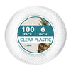 100 Premium Disposable Clear Plastic Plates for Dinner Party or Wedding - 6 Inch Fancy